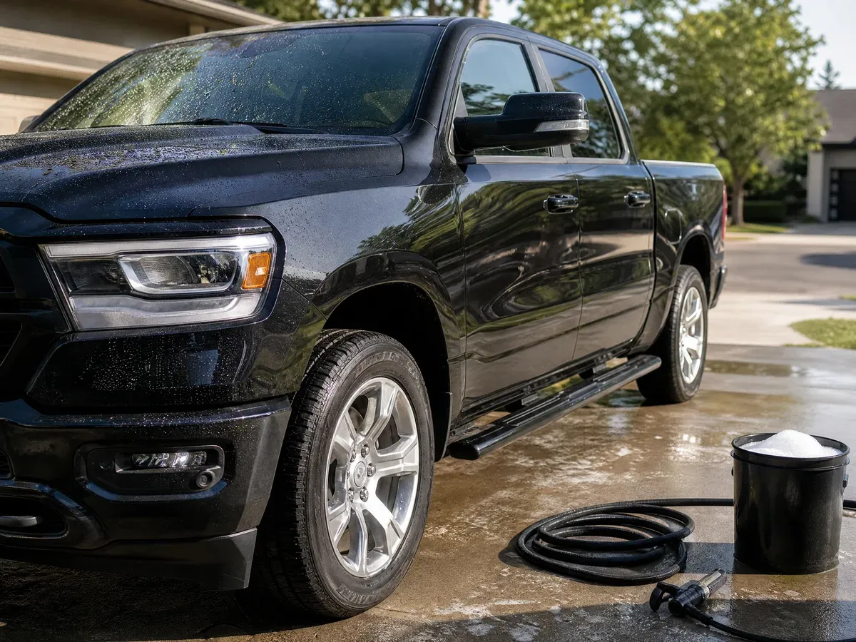 Detailer working in a driveway — Scarabbodyworks Detailing in Austin, TX