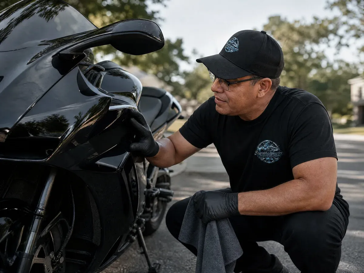 Finished motorcycle detail — Scarabbodyworks Detailing in Austin, TX